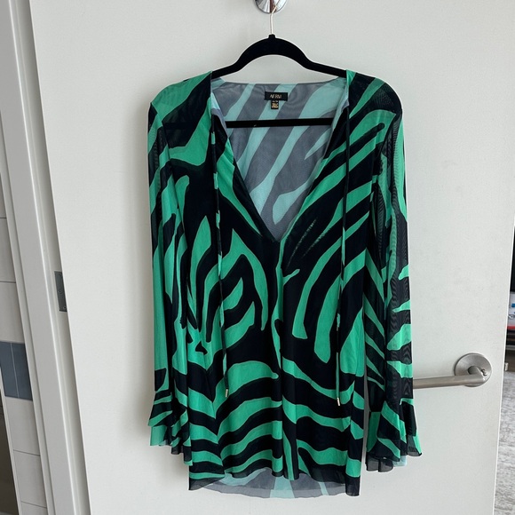 AFRM Dresses & Skirts - AFRM Green and Black Zebra Print Mini Dress